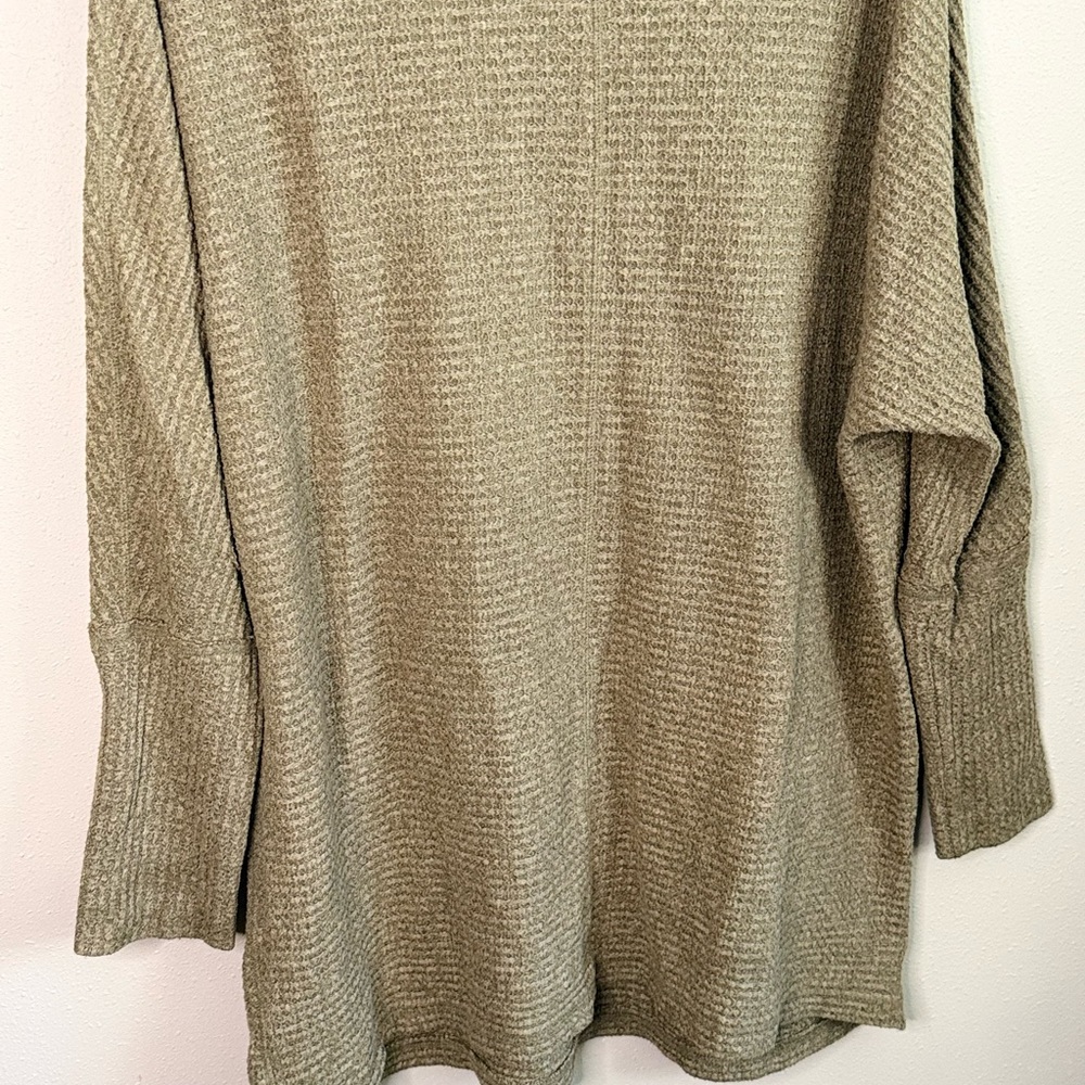 Free People We The Free Waffle Knit Cowl Neck Tunic Sweater XS S Olive - Picture 6 of 10